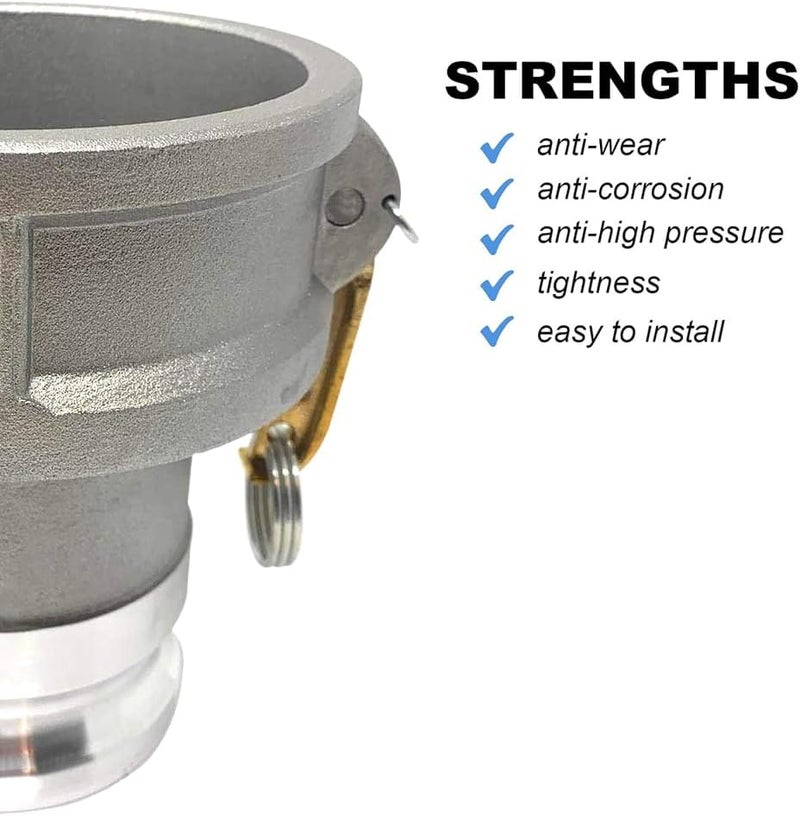ISESLVNA Camlock Fitting Type DA, 4" Female Camlock x 3" Male Camlock, Reducer Adapter, Cam Groove Hose Fitting (Silver, 4" Female Camlock x 3" Male Camlock) - Image 2